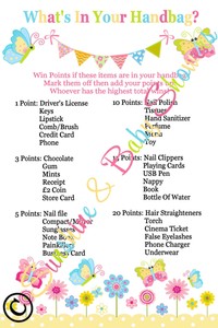 What S In Your Handbag Baby Shower Game 20 Sheets Players Boy Girl