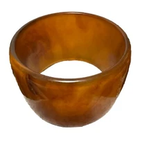 Vintage Bakelite Bangle Bracelet Marbled Root Beer Simichrome Tested