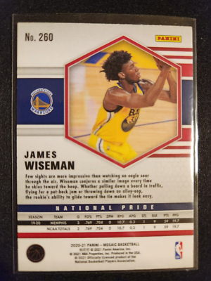2020-21 Panini Mosaic James Wiseman National Pride Base Rookie