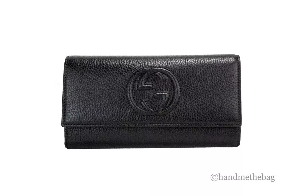 GUCCI Guccissima Checkbook Cover Black 91141