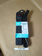 NEW KMC 6-Outlet Surge Protector Power Strip 2-Pack, 900 Joule, 4-FT Cord Black