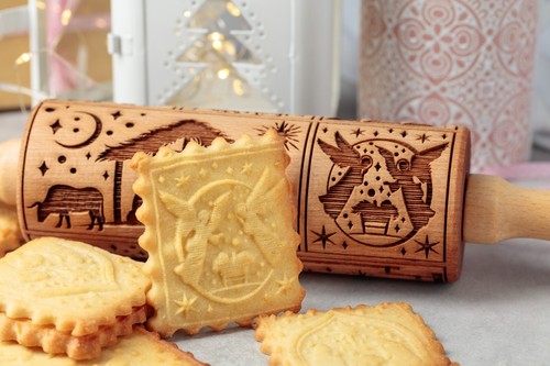 Nativity Embossed rolling pin Springerle cookie Mold Press Clay Pottery Stamps - Picture 12 of 18
