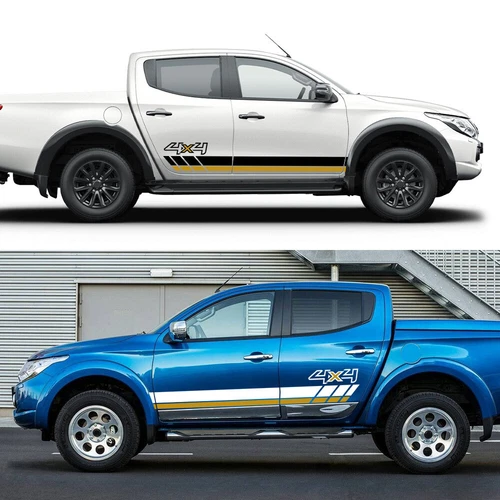 Graphic Two Sides Door Stripe Car Sticker For Mitsubishi L200 Pickup 4X4 Decal - Imagen 1 de 21