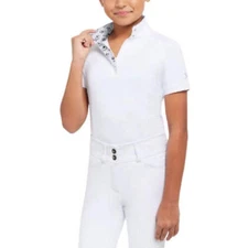 BRJ850F RJ Classics Childrens Brynn Short Sleeve Show Shirt White with Dogs NEW