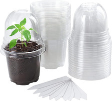 LATERN 30Pcs Clear Nursery Pots with Humidity Dome, 10CM Plastic Plant Pot Seedl