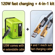 2 In 1 GaN Charger Scalable 120W Fast Charger For Samsung iPhone Android Phone