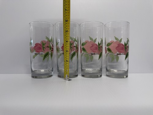 4 Vintage Franciscan Desert Rose Tall Beverage Glasses Tumblers 6 1/4", 15 oz - Picture 5 of 7