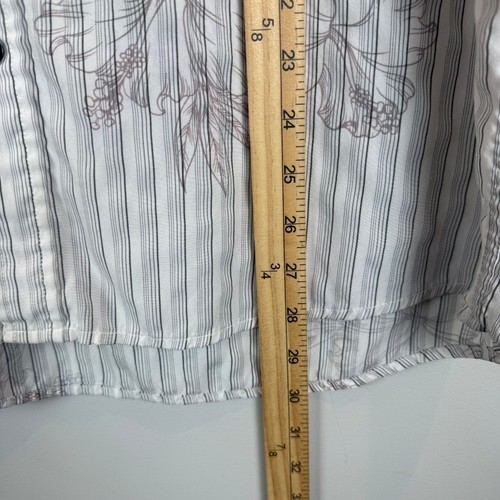 Billabong Mens Camp Shirt L Gray Striped Graphic Print Short Sleeve Button-Up - Picture 7 of 7