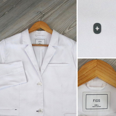 FIGS Bellevue Short Lab Coat Women's White Blazer 2-Button Doctor Nurse Size L