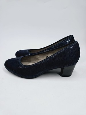 PUMPS MIT PAVERS-ABSATZ MARINEBLAU EXTRA UK-GRÖSSE 6 EXTRA WEITE PASSFORM