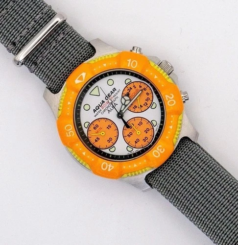 Seiko Rare Alba Aqua Gear V654-6010 Japan Import 36mm Chronograph Watch