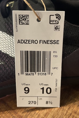 Adidas Adizero Finesse Track Running Men’s Black Athletic Shoes IF1151 Size 9 - Picture 8 of 8