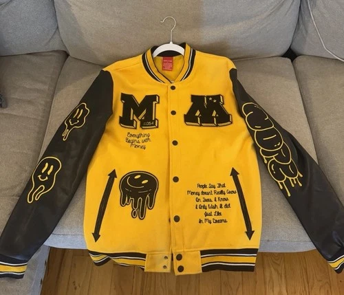 Ring of Fire Men’s Yellow and Black Varsity Jacket Size Large - product listing photo