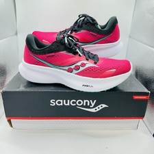 Saucony Women  s Ride 16 Running Sneaker Rose Pink Black  Size 7.5 US