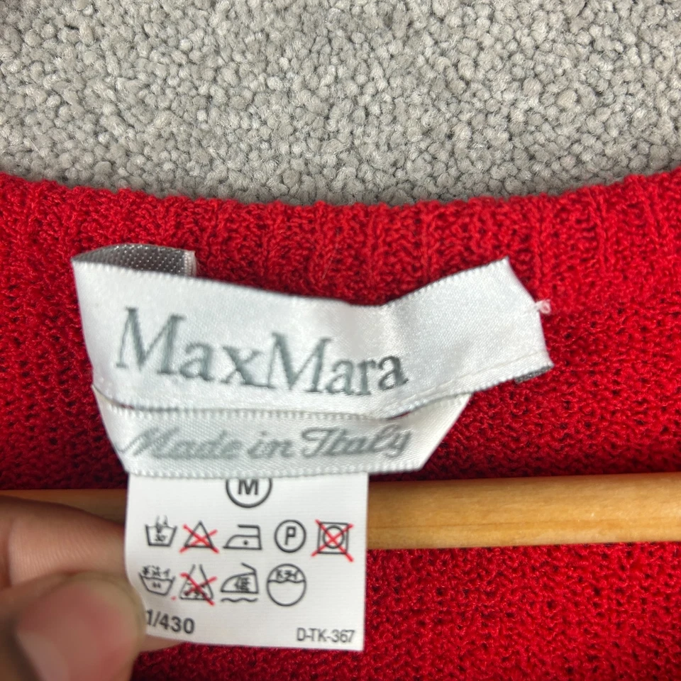 Max Mara платье вязаный размер M длинным рукавом джемпер Virgin шерсти красный Италии минималистский - Изображение 2 из 4