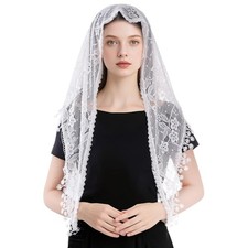 Cathedral Lace Head Covering Mantilla Veil Chapel Veil for Church Mass L