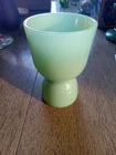 VINTAGE GREEN GLASS JADEITE  FIREKING EGG CUP TWO SIDED #9/19 A