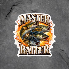 Fishing Sticker Vinyl Decal Master Baiter Funny Fisherman Bass Humor Gift
