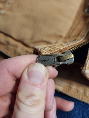 VTG Carhartt Canvas Quilted Lined Barn Chore Jacket Youth Small Brown Hooded EUC - Picture 4 of 10