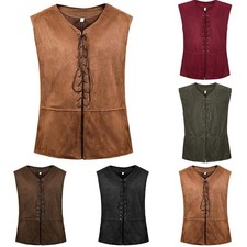 Vintage Lace up Waistcoat for Men's Medieval Steampunk Costume