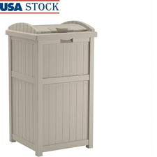 Outdoor Trash Can W/ Lid Durable Resin Waste Bin Patio Backyard Garden New