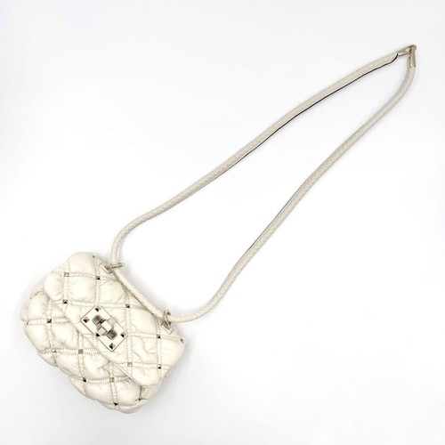 VALENTINO GARAVANI SpikeMe Rockstud 2Way Shoulder Hand bag White Leather Women - Picture 17 of 24