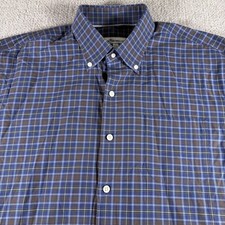 Peter Millar Shirt Mens Large Blue Plaid Button Down Long Sleeve Stretch Cotton
