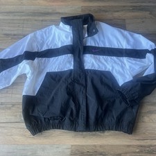 VINTAGE 90S NIKE COLOR BLOCK Black White SPELLOUT WINDBREAKER JACKET Sz L