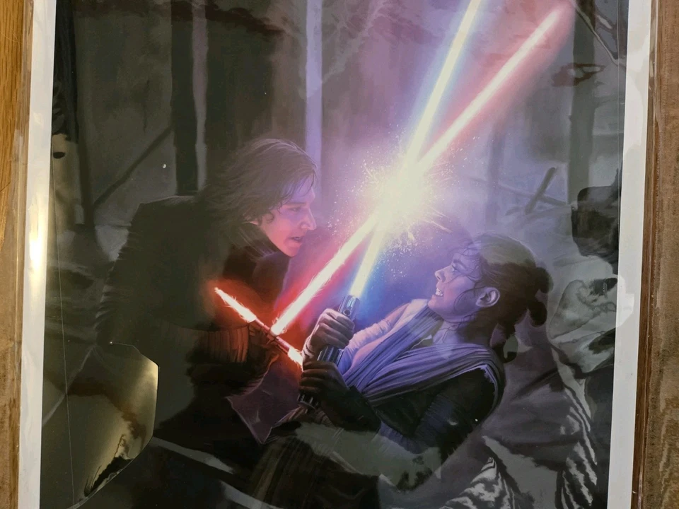Obra de arte Kylo Ren vs Rey Brian Rood sable de luz duelo Star Wars bellas artes giclée Foto 3 de 4