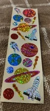 Hambly Prismatic Stickers  Space Astronaut Glitter Earth Saturn Planets 1 Sheet