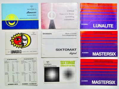 7x  Gossen Exposure Meter Instructions Lunasix, Sixtar, Sixtomat, Mastersix, etc