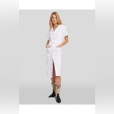 7 For All Mankind White Button-Front Midi Shirt Denim Dress Medium