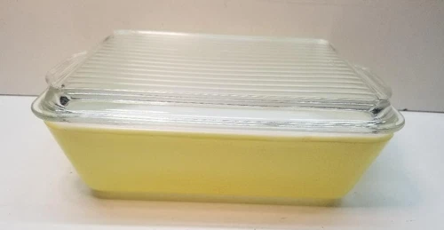 Vintage Pyrex Primary Colors 0503 Yellow Refrigerator Dish with Lid EXCELLENT!