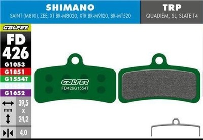 Galfer Pro FD426G1554T Semi Metall Bremsbeläge Grün Shimano Tektro TRP