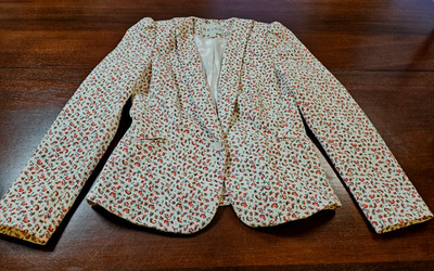 REISS Women s Lolli Print Puff Sleeve Floral Blazer Single Button Size Small