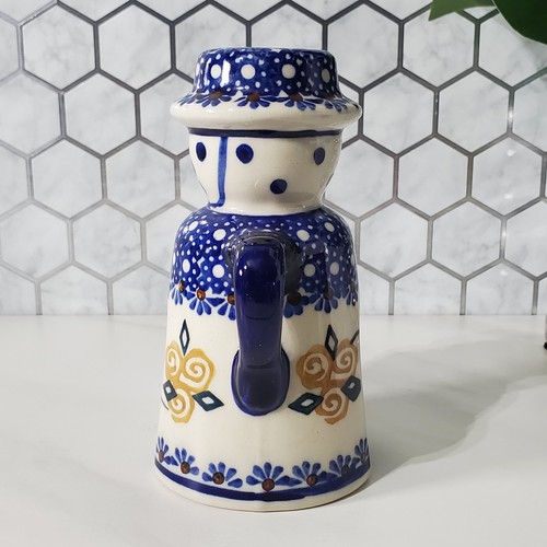 Boleslawiec Handmade Polish Pottery Yellow Flower Salt and Pepper Shaker Set - Picture 6 of 17
