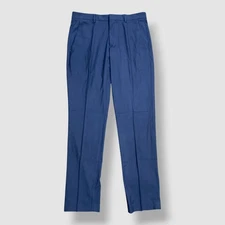 Perry Ellis Portfolio Men's Blue Solid Slim Performance Dress Pants Size 32W-32L