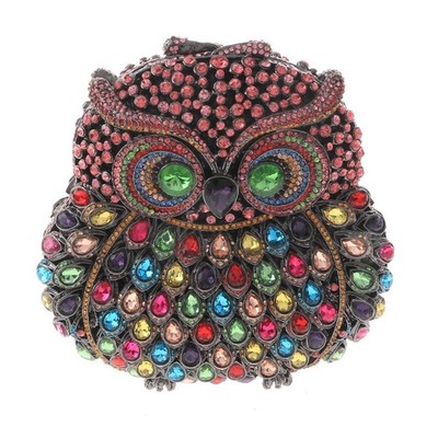 Hermatite Tone Metal Frame High End Rhinestone Evening Bag HB0072-MIX