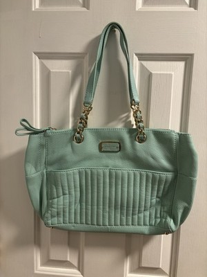 B MAKOWSKY Women s Light Green Leather Shoulder Bag EUC