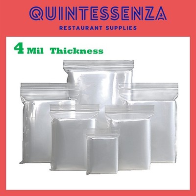 12'' x 14'' = 4 Mil Thick Clear Zipper Reclosable Poly Bags by Quintessenza