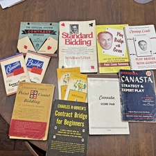 Lot of 12 Bridge & Canasta Card Game Books Scorecards Tips Strategy See List Vtg