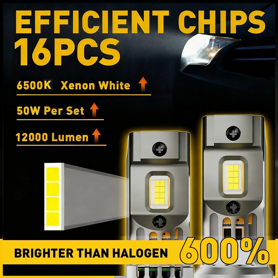 LED High/Low Beam Conversion Kit H7 Bulbs Bright 6500K White Plug&Play 2Pcs - Imagem 2 de 4