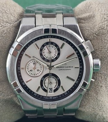Luxury Maurice Lacroix Chronograph Silver Dial ''Date'' All Working Men Wristwatch