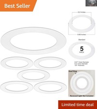 Durable Plastic Goof Trim Rings - White, 5 Pack for 6" Recessed Lights, 8" OD