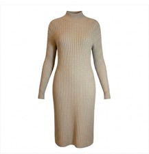 NWT Ophelia Roe XL Tan Gold Sparkly Knit Sweater Dress Mock Neck Long Sleeve