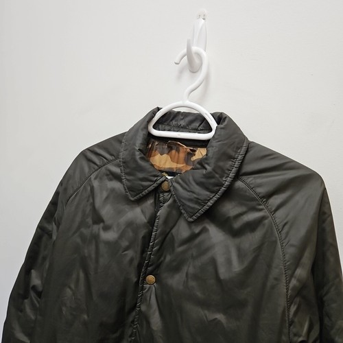 Barbour Heritage Eel Quilt Inner Camo Lined Green Button Up Jacket Size Small - Picture 8 of 11
