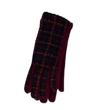 TPO Fashion Gloves Women's One Size Maroon Blue Checkered NWT Smartphone Touch