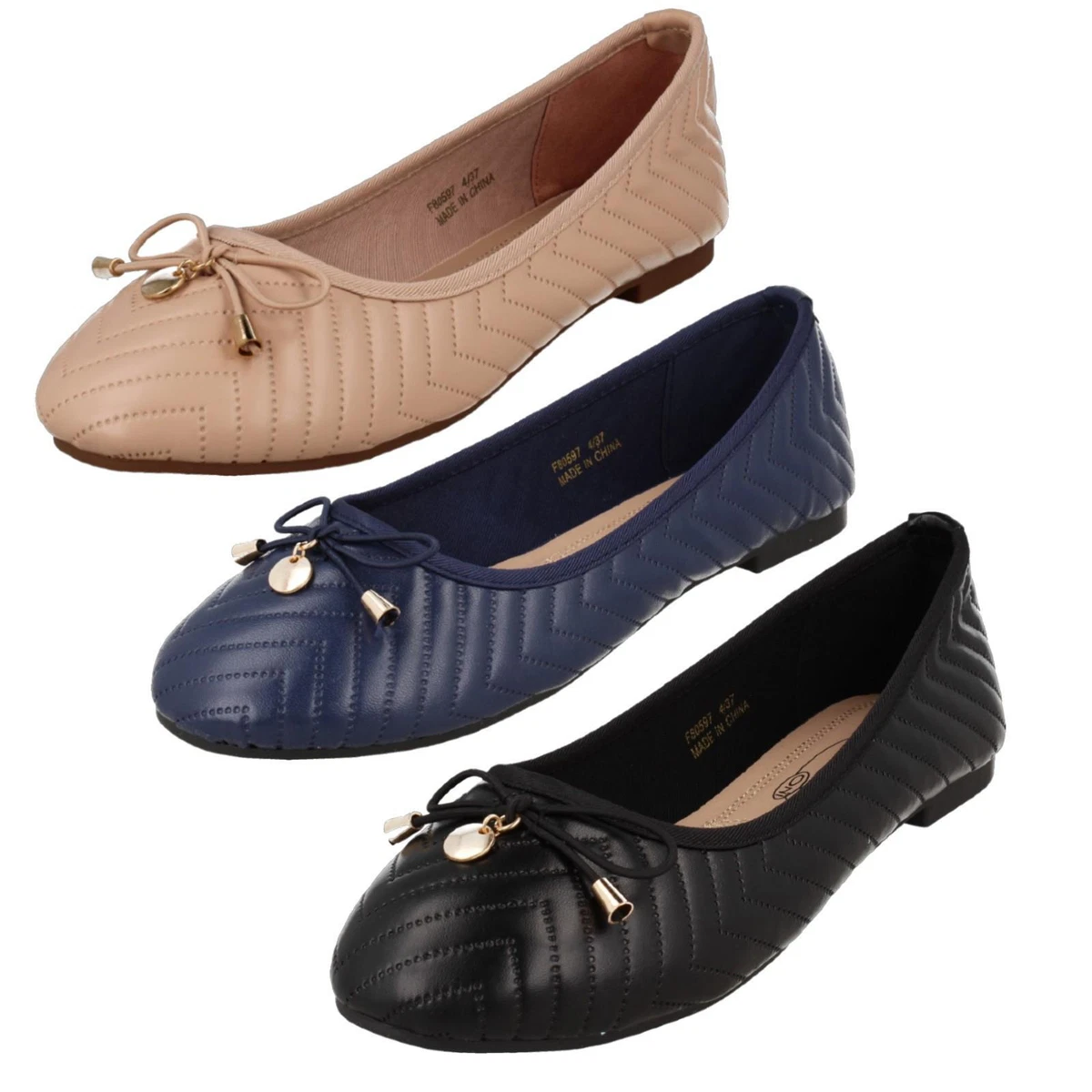 Ballerine Donna In Vernice Sintetica Spot On, Scarpe Basse Casual, Fodera E Suola Sintetica, Antiscivolo