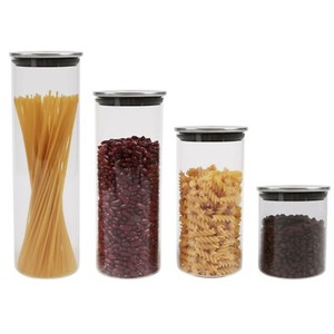 Clear Glass Food Storage Canister Jar With Stainless Steel Lid Airtight Sealing Clear Glass Food Storage Canister Jar, Airtight Glass Food Storage Containers With Stainless Steel Lid