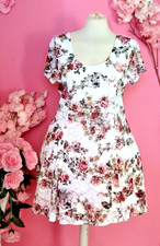 WOMEN PLUS SIZE FLORAL LACE OVERLAY SHORT SLEEVE TEA DRESS ( SIZE UK16 )